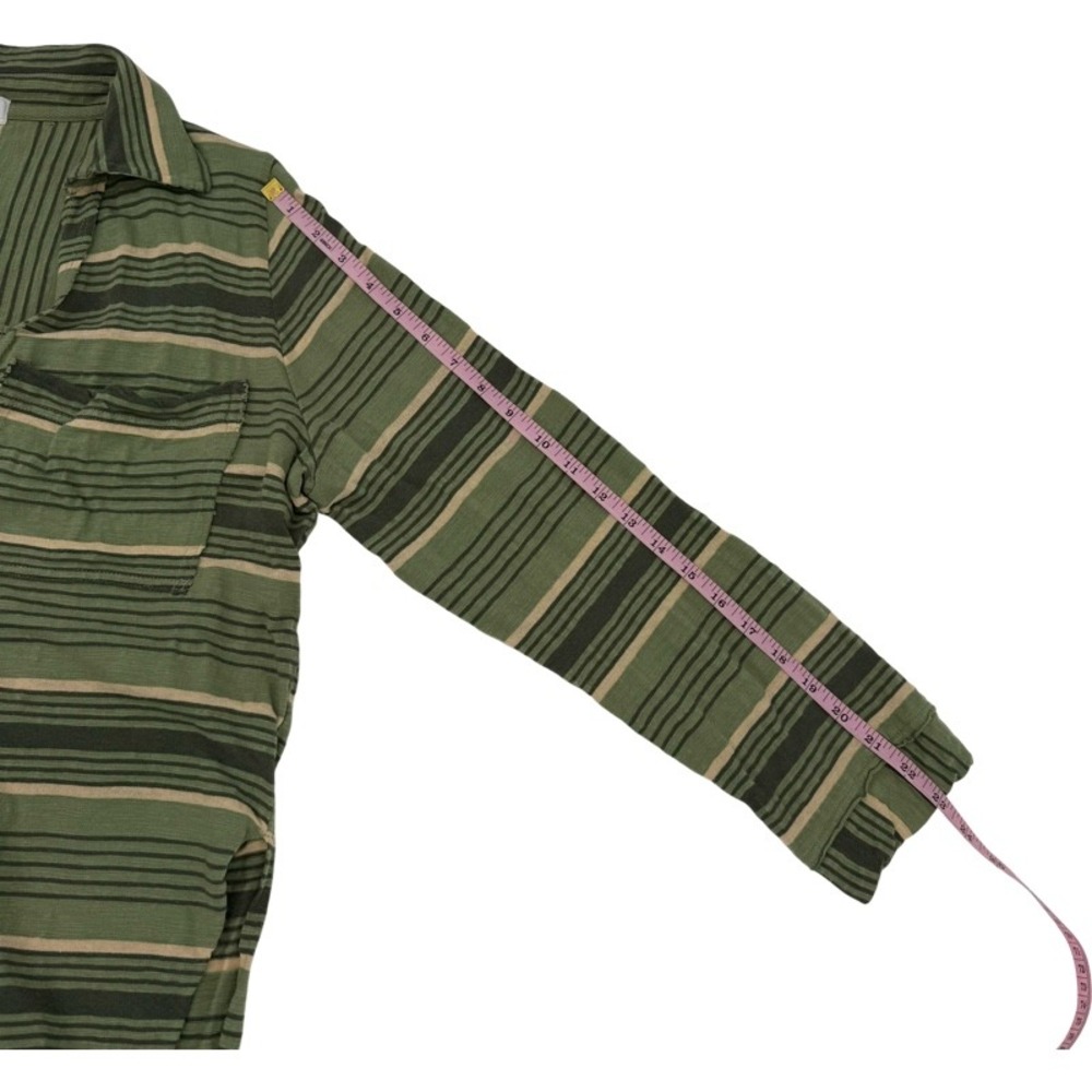 FREE PEOPLE BEACH Breaker Medium Top Green Striped V-Neck High Low Boho Vacation - Picture 11 of 16